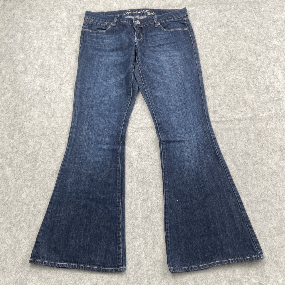 American Eagle Outfitters Real Flare Jeans Womens 8 (33x30) Blue Med Wash Denim